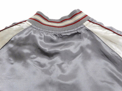 Japanesque Sukajan Jacket Men's Japanese Souvenir Jacket Weeping Cherry 3RSJ-753 Gray/Off
