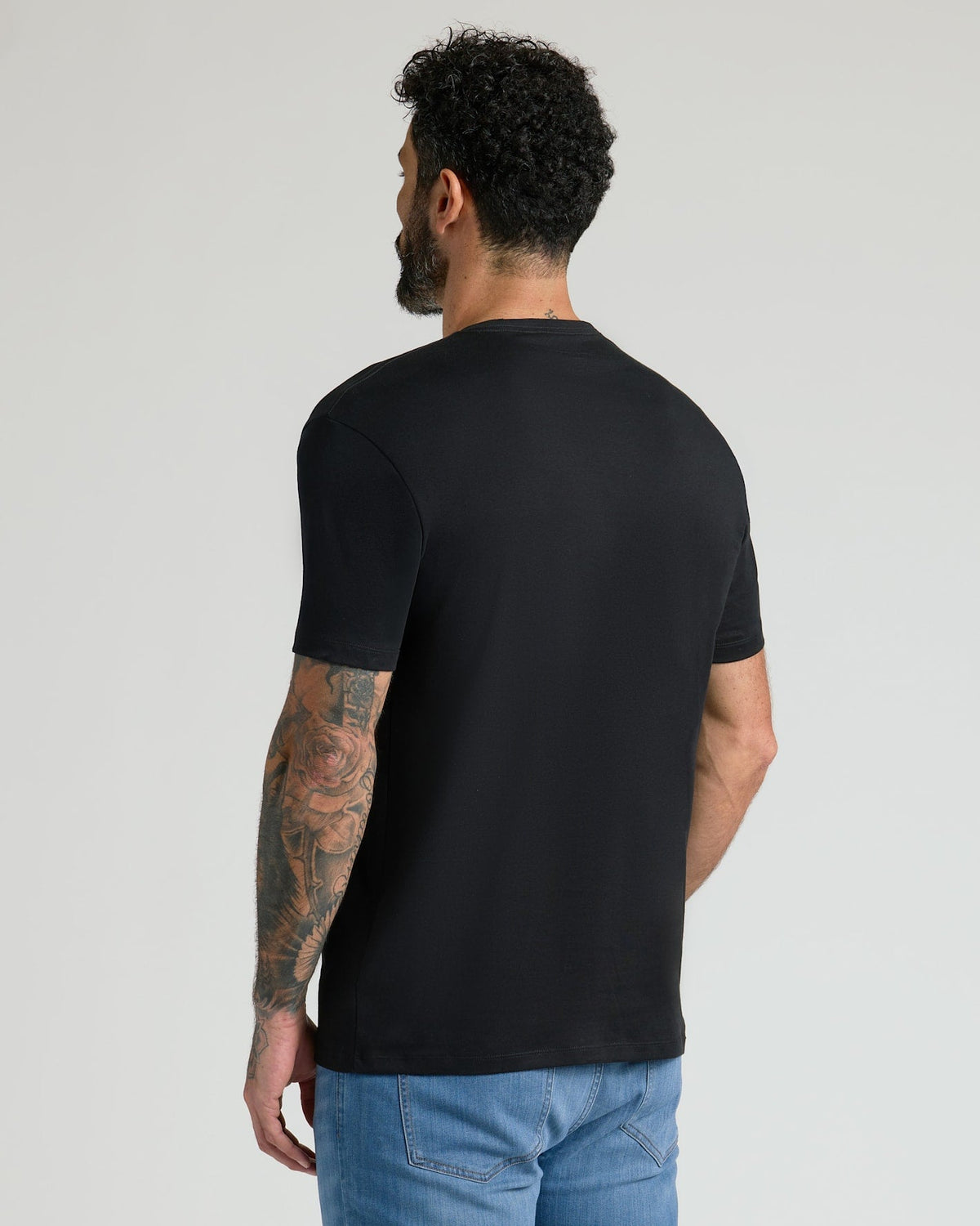 Black Pima Cotton Blend Crew