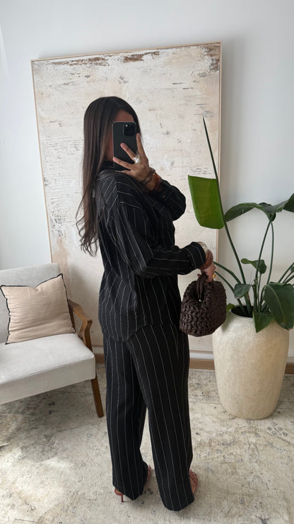 Chemise A Rayures En Lin I Noir