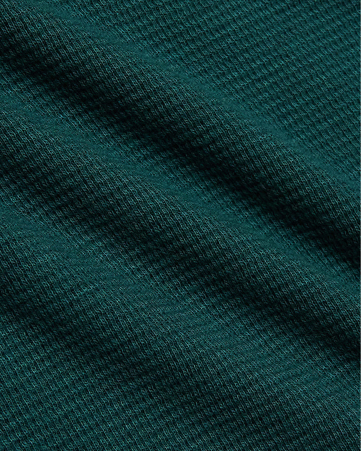 Womens Deep Emerald Waffle Long Sleeve Boxy Henley