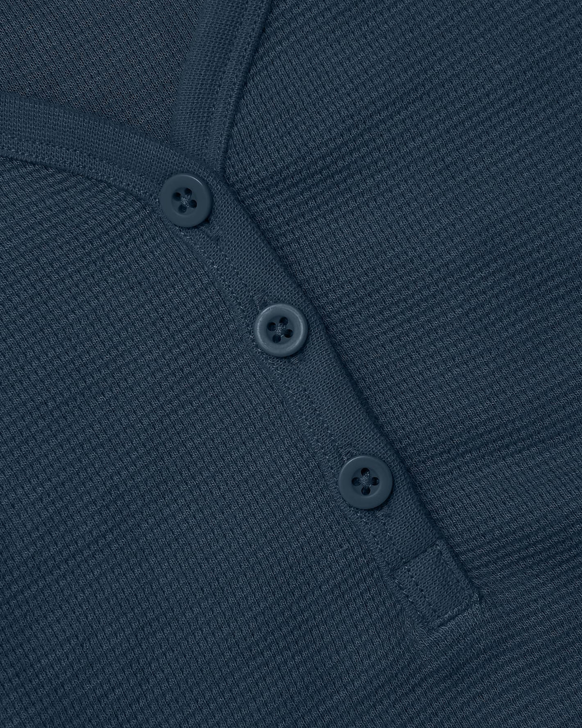 Womens Navy Waffle Long Sleeve Boxy Henley