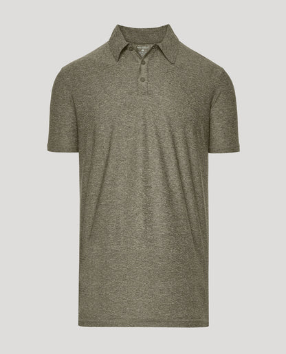 Heather Military Green Short Sleeve Tall Active Polo