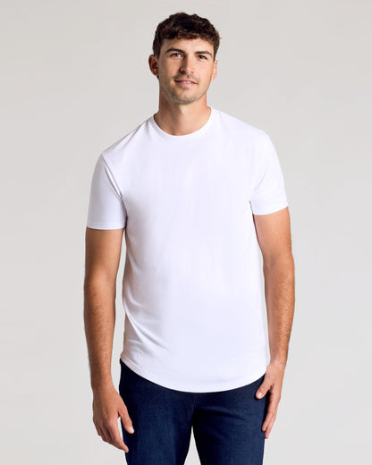 All White Short Sleeve Tall Curved Hem Crew 3-Pack