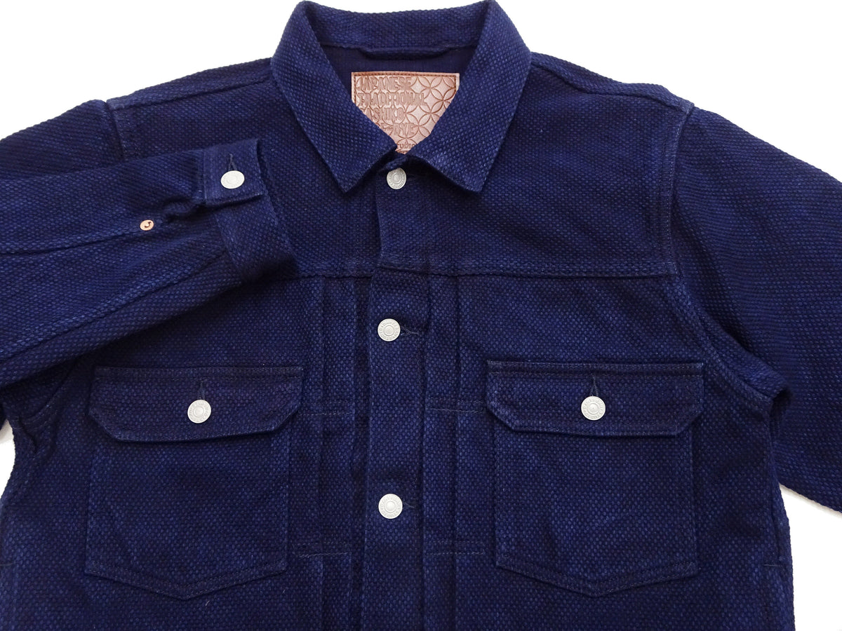 Studio D'artisan Men's 14 oz Selvedge Sashiko Jacket - Type II Style - Deep Indigo One Wash - Made in Japan (SDA 4619)