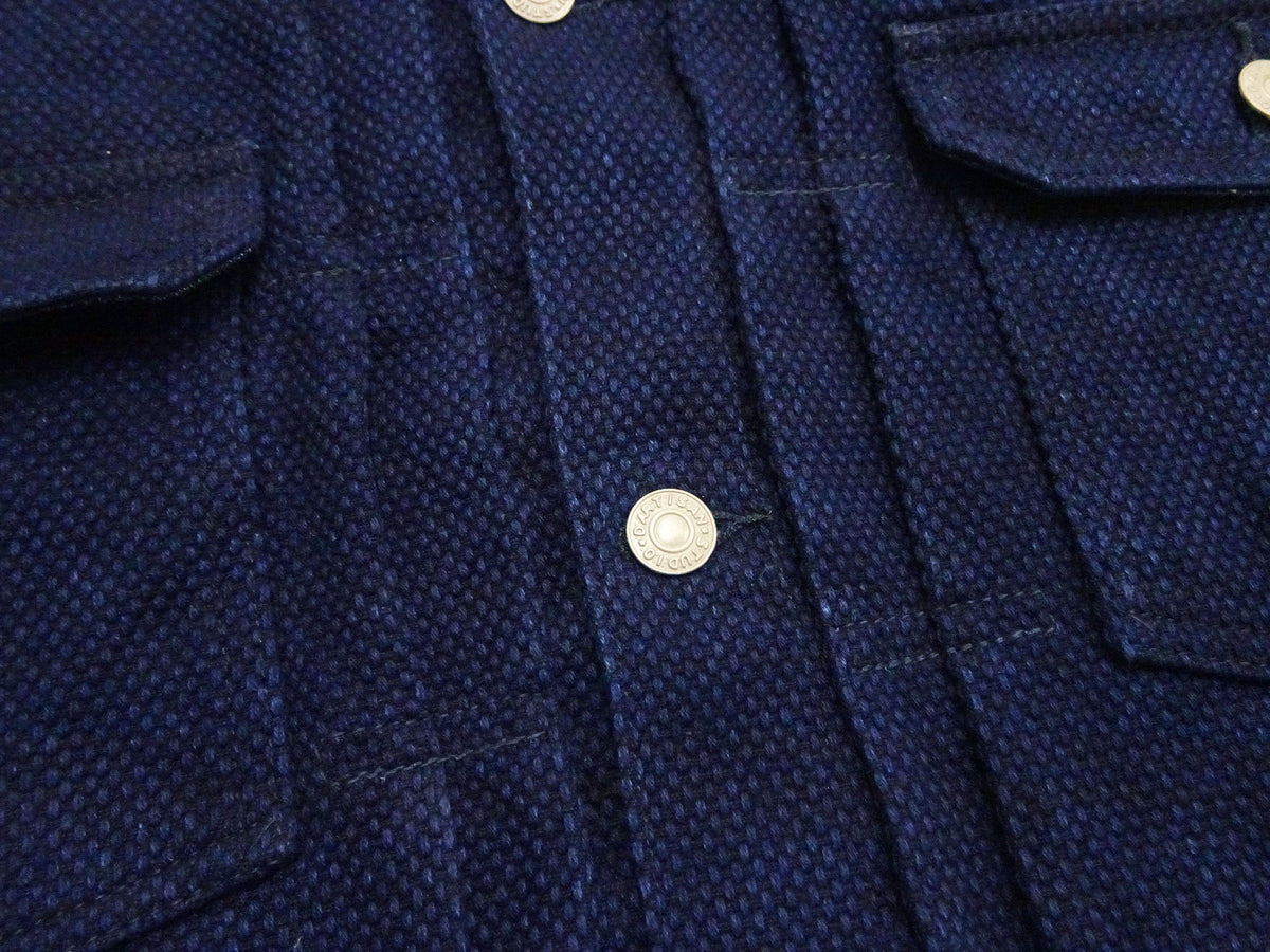 Studio D'artisan Men's 14 oz Selvedge Sashiko Jacket - Type II Style - Deep Indigo One Wash - Made in Japan (SDA 4619)