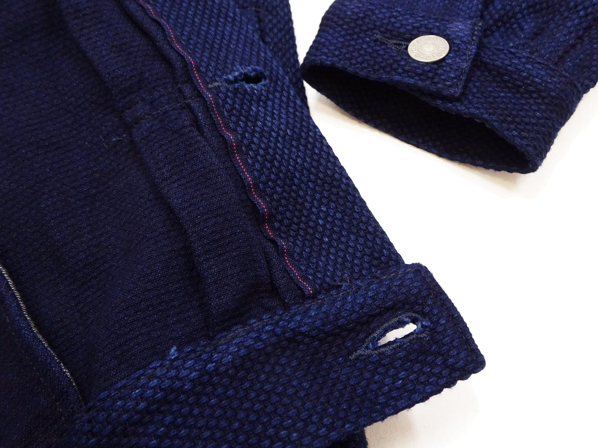 Studio D'artisan Men's 14 oz Selvedge Sashiko Jacket - Type II Style - Deep Indigo One Wash - Made in Japan (SDA 4619)