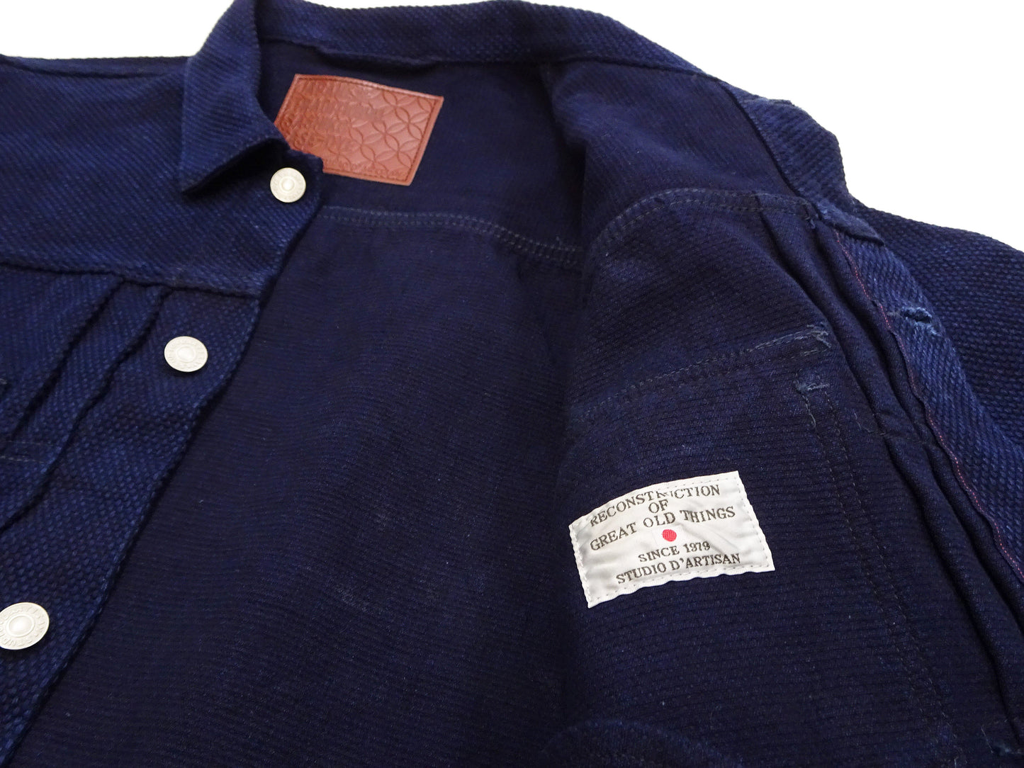 Studio D'artisan Men's 14 oz Selvedge Sashiko Jacket - Type II Style - Deep Indigo One Wash - Made in Japan (SDA 4619)