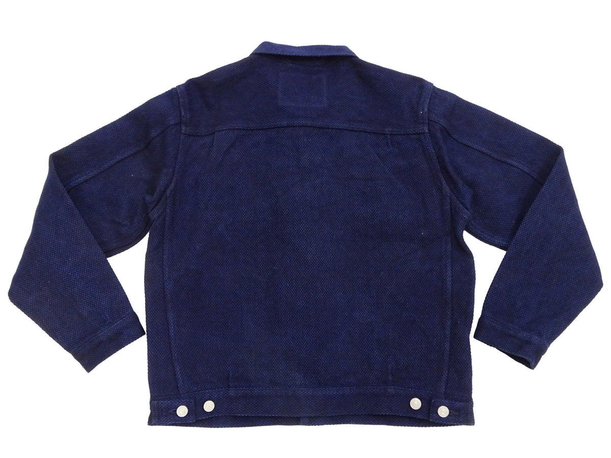 Studio D'artisan Men's 14 oz Selvedge Sashiko Jacket - Type II Style - Deep Indigo One Wash - Made in Japan (SDA 4619)