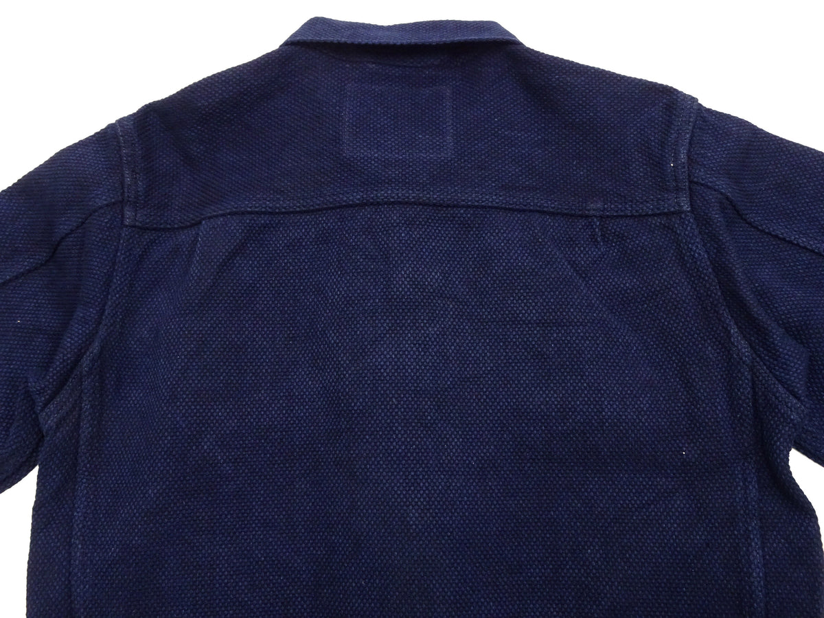 Studio D'artisan Men's 14 oz Selvedge Sashiko Jacket - Type II Style - Deep Indigo One Wash - Made in Japan (SDA 4619)