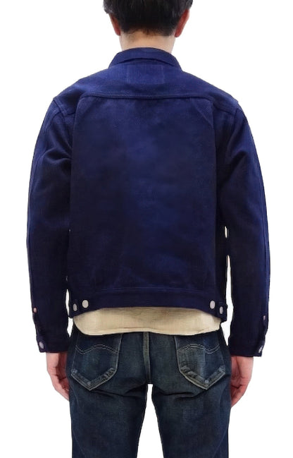 Studio D'artisan Men's 14 oz Selvedge Sashiko Jacket - Type II Style - Deep Indigo One Wash - Made in Japan (SDA 4619)