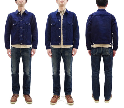 Studio D'artisan Men's 14 oz Selvedge Sashiko Jacket - Type II Style - Deep Indigo One Wash - Made in Japan (SDA 4619)