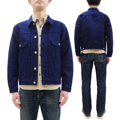 Studio D'artisan Men's 14 oz Selvedge Sashiko Jacket - Type II Style - Deep Indigo One Wash - Made in Japan (SDA 4619)