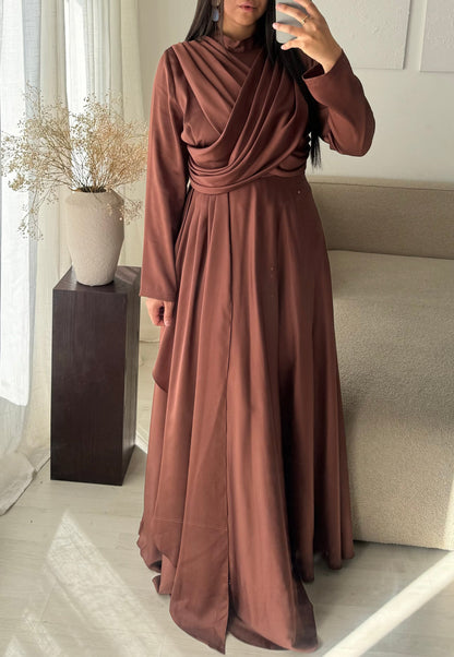 Robe Turquie Col Croise I Marron Rose