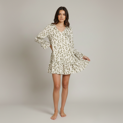 Simple Leopard Ruffle Dress