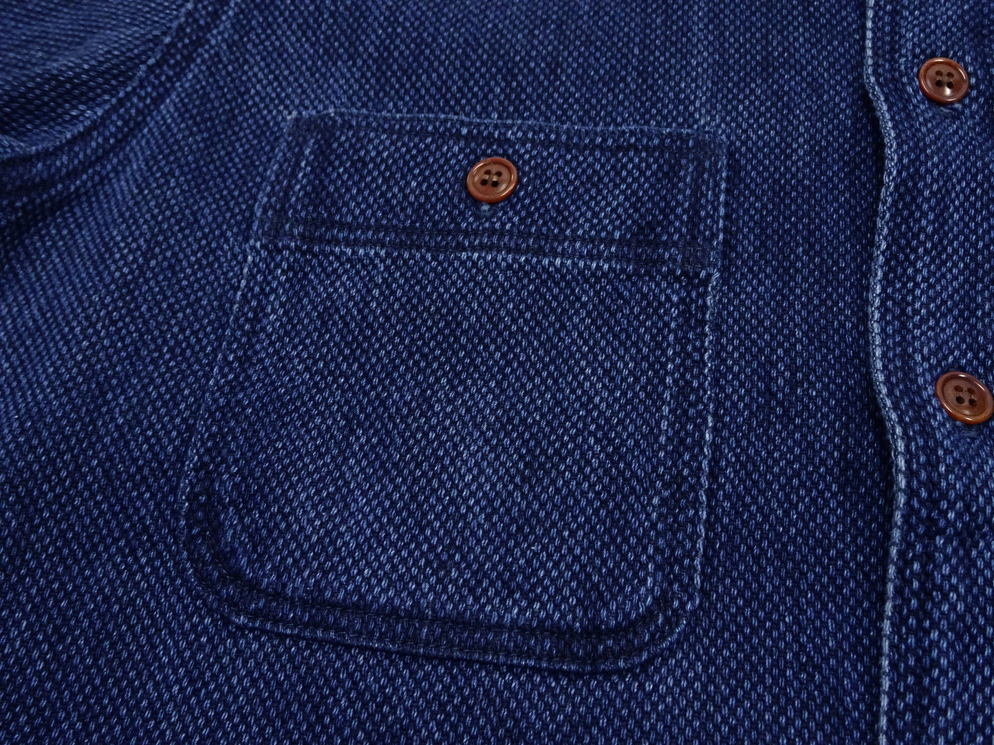 Studio D'artisan Indigo Sashiko Shirt SDA Men's Casual Long Sleeve Sashiko Dobby Button Up Work Shirt 5713U Pre-faded Indigo