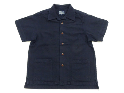 Studio D'Artisan Indigo Dobby Camp Collar Shirt - Men's Short Sleeve Casual Shirt with Relaxed Resort-Style Design - 5724 Deep-Indigo