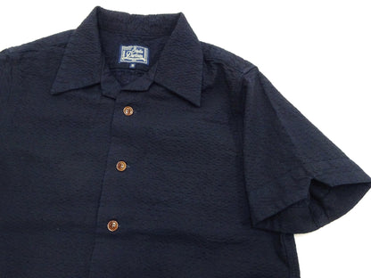 Studio D'Artisan Indigo Dobby Camp Collar Shirt - Men's Short Sleeve Casual Shirt with Relaxed Resort-Style Design - 5724 Deep-Indigo