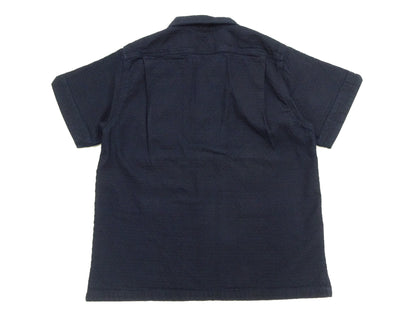 Studio D'Artisan Indigo Dobby Camp Collar Shirt - Men's Short Sleeve Casual Shirt with Relaxed Resort-Style Design - 5724 Deep-Indigo