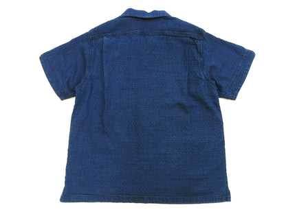 Studio D'Artisan Indigo Dobby Camp Collar Shirt - Men's Short Sleeve Casual Shirt with Relaxed Resort-Style Design - 5724U Faded-Indigo