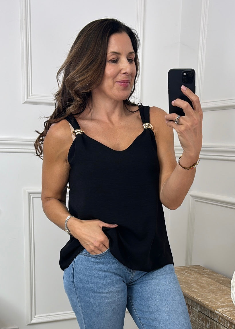 Sabine Black Gold Clasp Cami