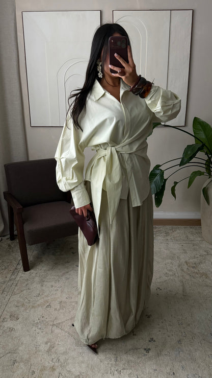 Chemise En Coton A Nouer Sur Le Cote I Vert Citron