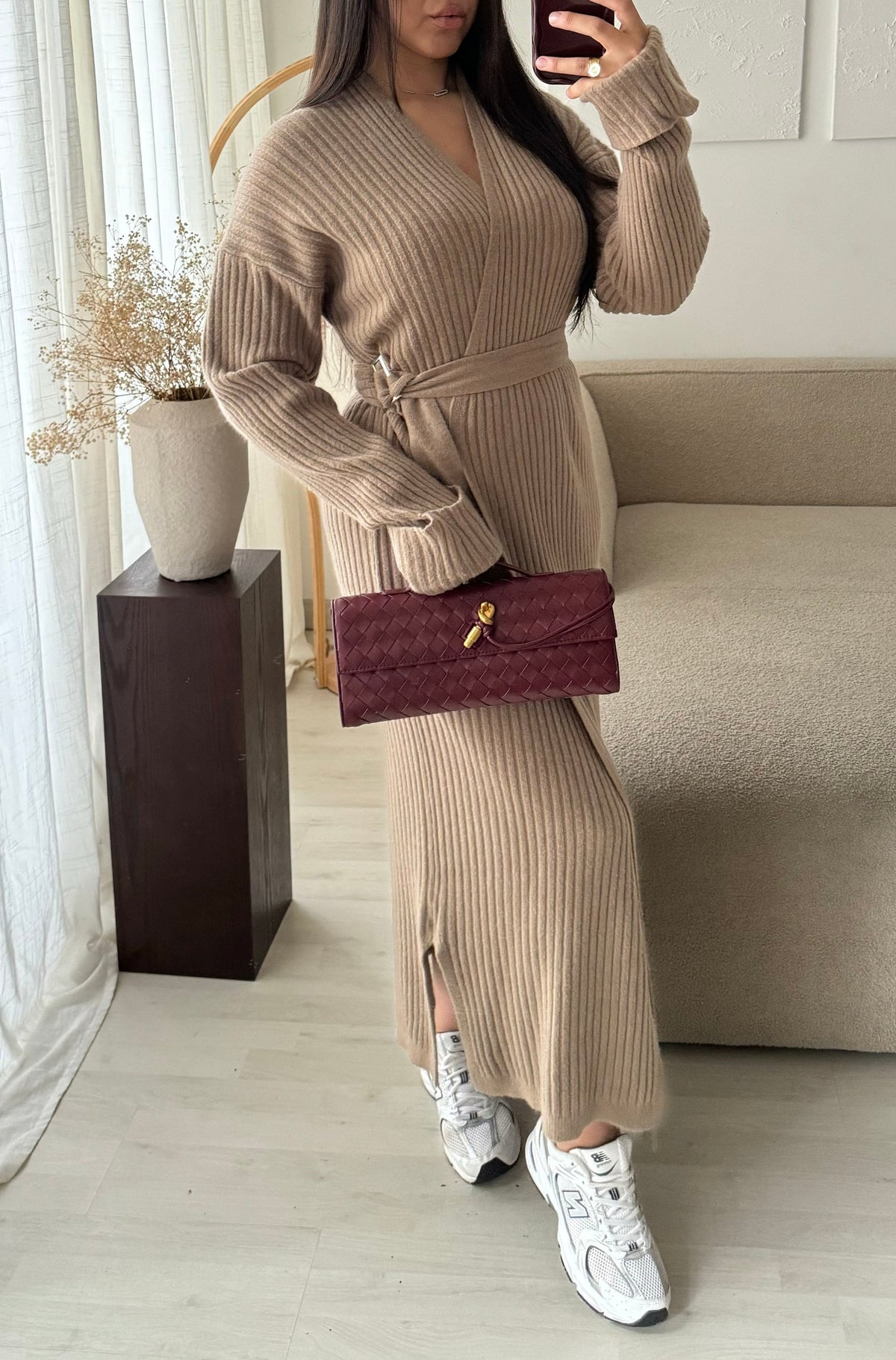 Gilet Robe Long Cache Coeur J7379 I Camel Nude