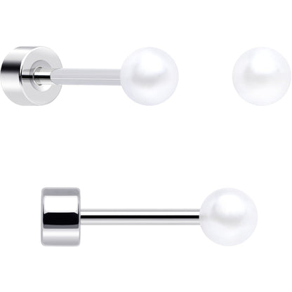 20G Clear Gem White Orb Flatback Earring Set of 6