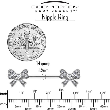 14G 9/16 CZ Dazzling Bow Threadless Nipple Ring Set