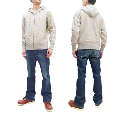 Studio D'artisan Plain Hoodie Men's Solid Zip-Up Hooded Sweatshirt 8087M Oatmeal