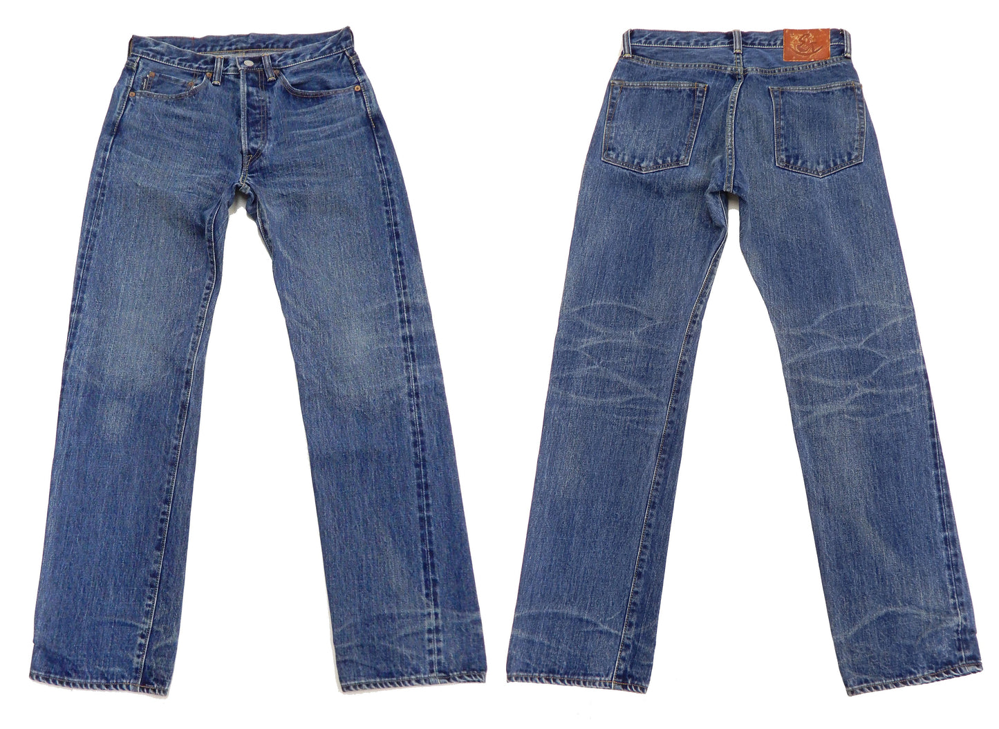 Eternal Faded Jeans Men's Slim Fit Straight Leg Button Fly Japanese Selvedge Denim 811 Mid-Tone