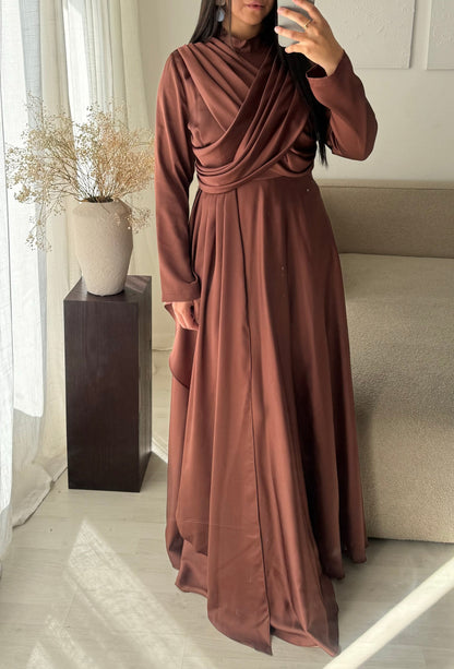 Robe Turquie Col Croise I Marron Rose