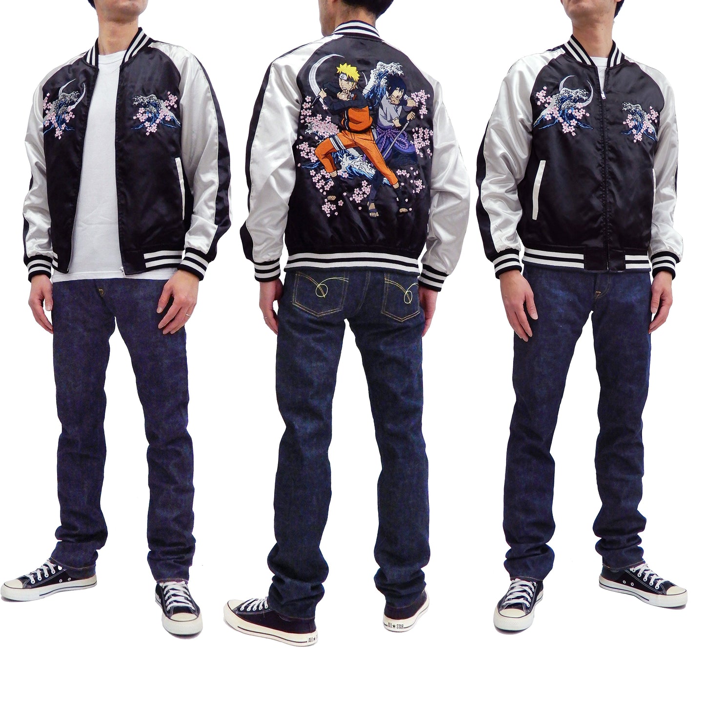 Naruto Jacket Men's Naruto Shippuden Japanese Souvenir Jacket Sukajan 9001821 Black