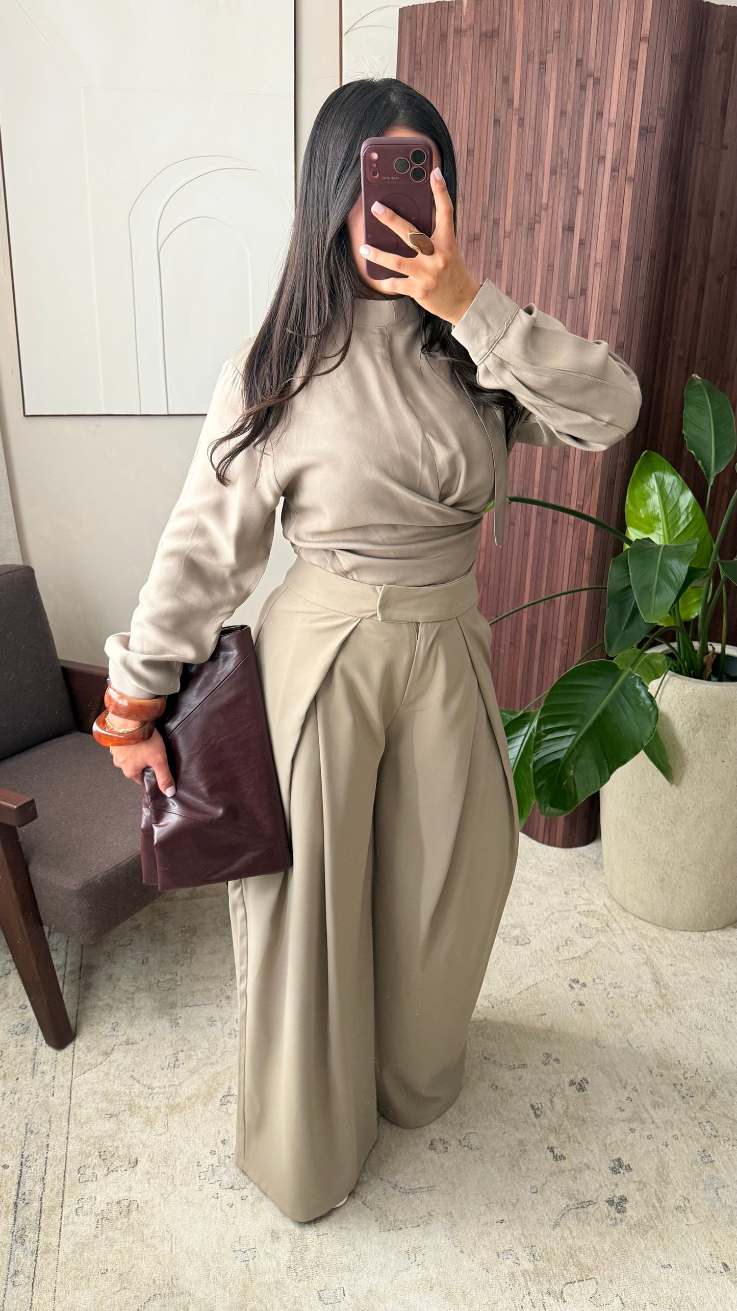 Pantalon palazzo I Taupe