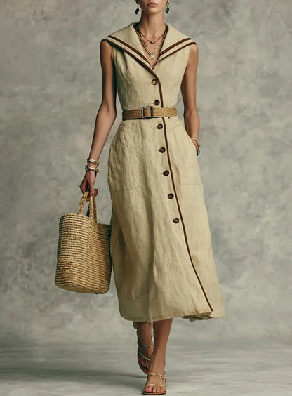 Stand-Up Collar Button-Front Casual Dress | 3 Colors