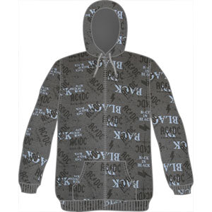 AC/DC Back In Black All Over Print Zippered Hooded Sweatshirt