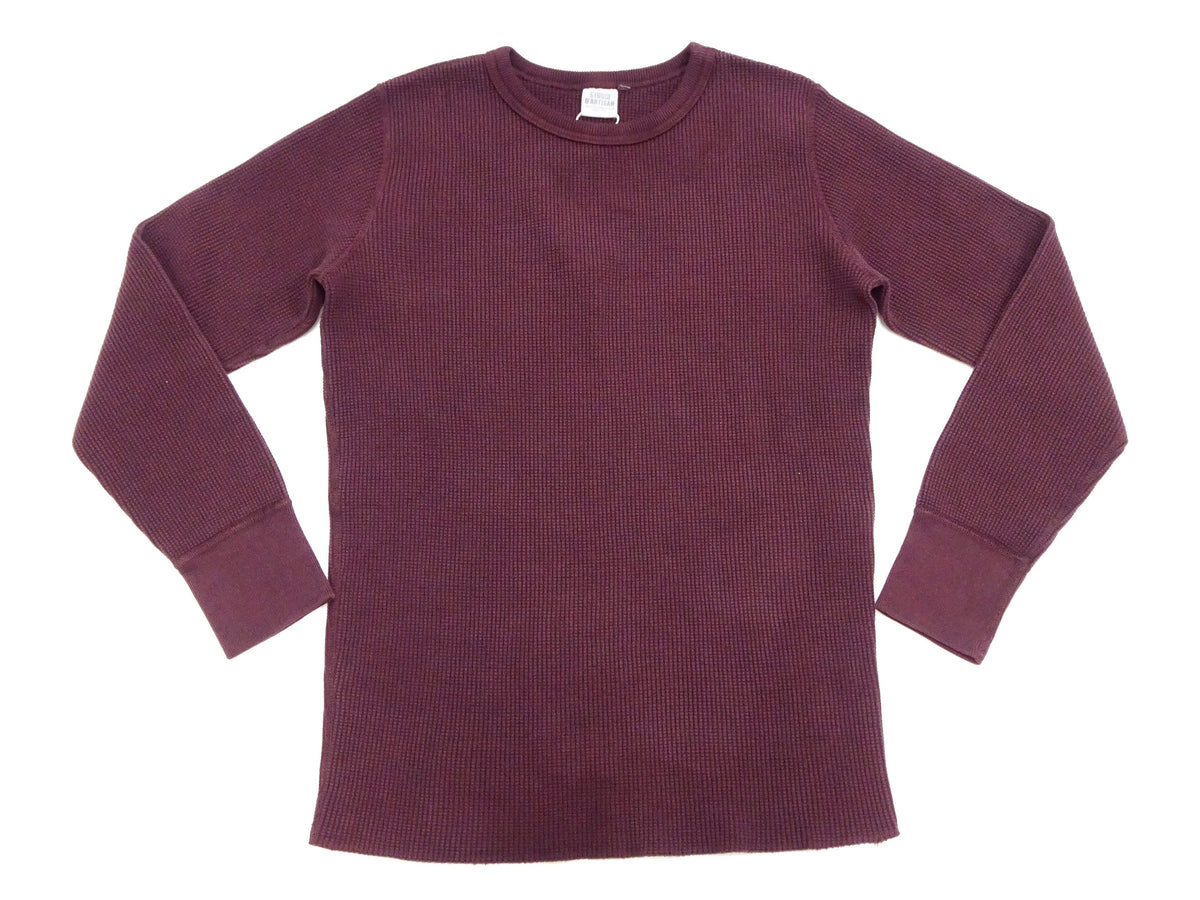 Studio D'Artisan Men's Heavyweight Waffle Knit Thermal Long Sleeve T-Shirt - 100% Cotton, Crew Neck, Ribbed Cuffs, Raw-edge hem, Made in Japan (SDA 9936) Burgundy