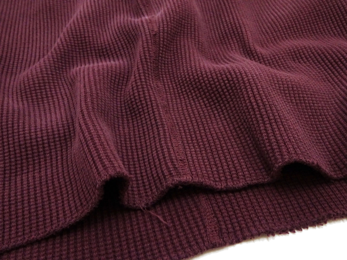 Studio D'Artisan Men's Heavyweight Waffle Knit Thermal Long Sleeve T-Shirt - 100% Cotton, Crew Neck, Ribbed Cuffs, Raw-edge hem, Made in Japan (SDA 9936) Burgundy