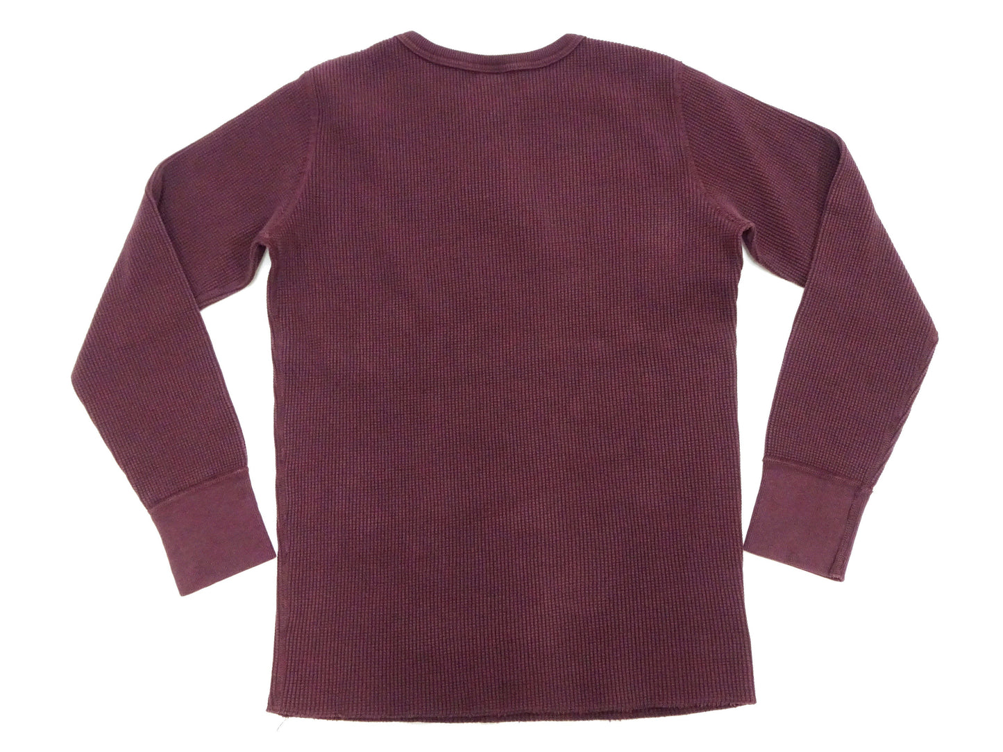 Studio D'Artisan Men's Heavyweight Waffle Knit Thermal Long Sleeve T-Shirt - 100% Cotton, Crew Neck, Ribbed Cuffs, Raw-edge hem, Made in Japan (SDA 9936) Burgundy