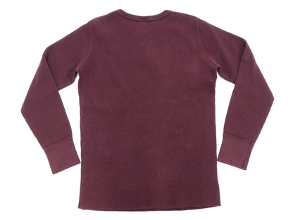 Studio D'Artisan Men's Heavyweight Waffle Knit Thermal Long Sleeve T-Shirt - 100% Cotton, Crew Neck, Ribbed Cuffs, Raw-edge hem, Made in Japan (SDA 9936) Burgundy