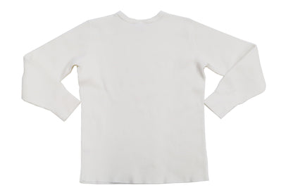 Studio D'Artisan Men's Heavyweight Waffle Knit Thermal Long Sleeve T-Shirt - 100% Cotton, Crew Neck, Ribbed Cuffs, Raw-edge hem, Made in Japan (SDA 9936) White