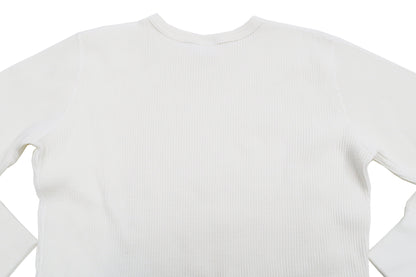 Studio D'Artisan Men's Heavyweight Waffle Knit Thermal Long Sleeve T-Shirt - 100% Cotton, Crew Neck, Ribbed Cuffs, Raw-edge hem, Made in Japan (SDA 9936) White