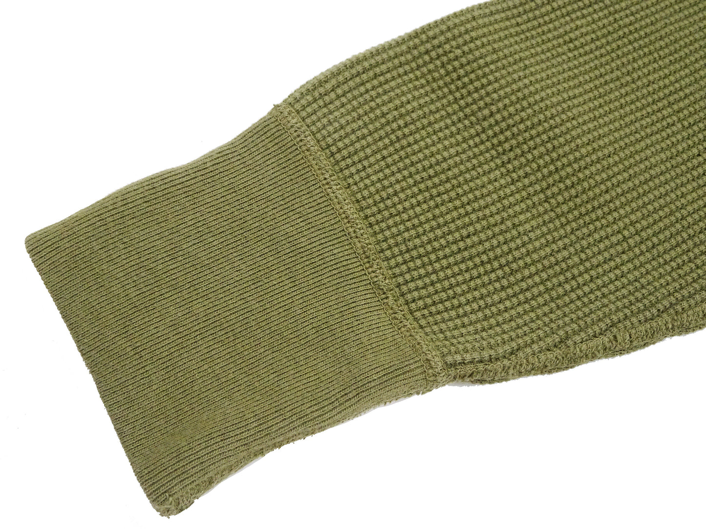 Studio D'Artisan Men's Heavyweight Waffle Knit Thermal Henley Long Sleeve T-Shirt - 100% Cotton, Ribbed Crew Neck Band, Ribbed Cuffs, Raw-edge hem, Made in Japan (SDA 9937) Khaki