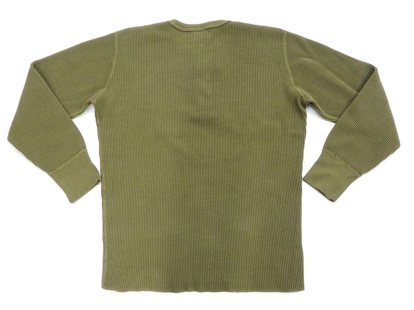 Studio D'Artisan Men's Heavyweight Waffle Knit Thermal Henley Long Sleeve T-Shirt - 100% Cotton, Ribbed Crew Neck Band, Ribbed Cuffs, Raw-edge hem, Made in Japan (SDA 9937) Khaki