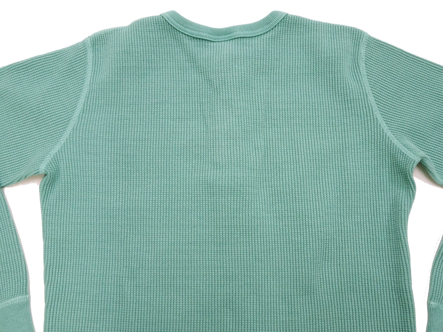 Studio D'Artisan Men's Heavyweight Waffle Knit Thermal Henley Long Sleeve T-Shirt - 100% Cotton, Ribbed Crew Neck Band, Ribbed Cuffs, Raw-edge hem, Made in Japan (SDA 9937) Emerald Green