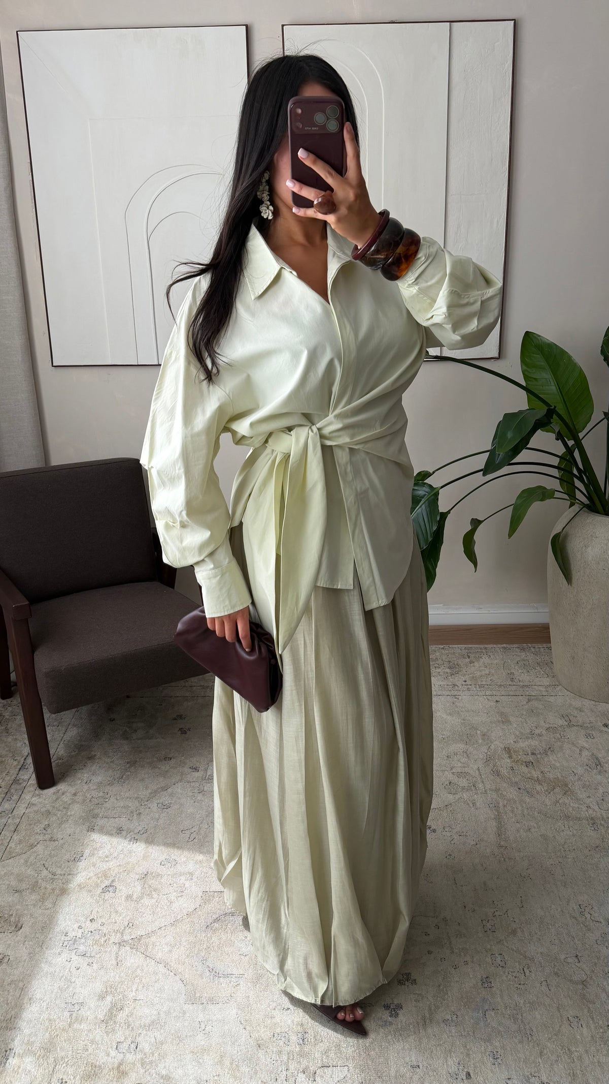 Chemise En Coton A Nouer Sur Le Cote I Vert Citron