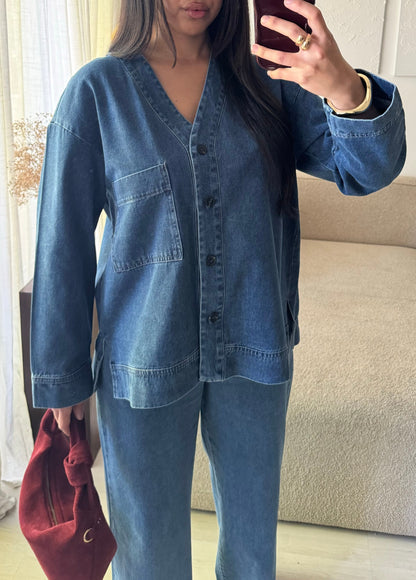 Veste En Jean A Boutons Rm 499 I Bleu Intermediaire