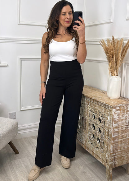 Dympna Black Straight Leg Trousers