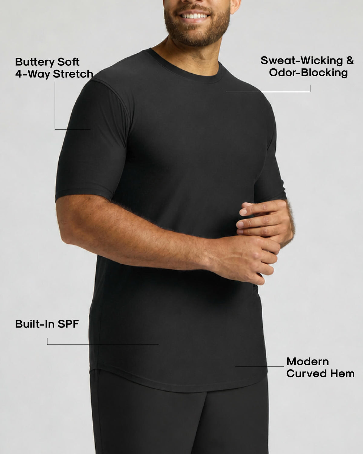 All Black Tall Active Curved Hem Crew 6-Pack