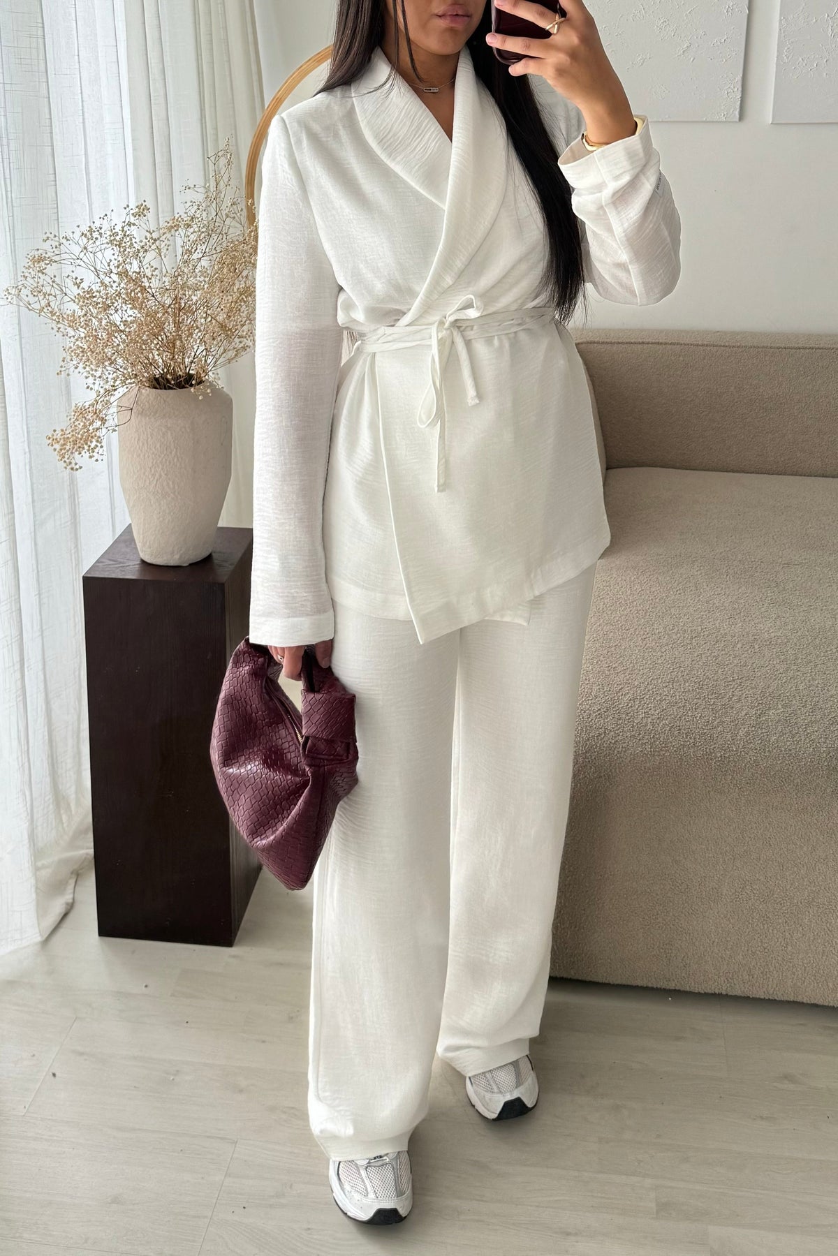 Creation Made In Turquie I Ensemble Pantalon Et Blazer Sahara I Blanc