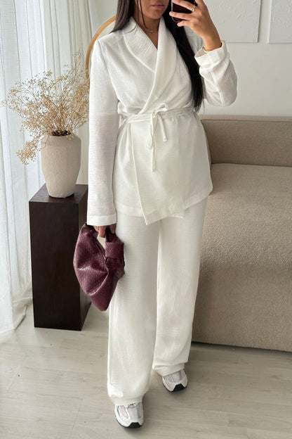 Creation Made In Turquie I Ensemble Pantalon Et Blazer Sahara I Blanc